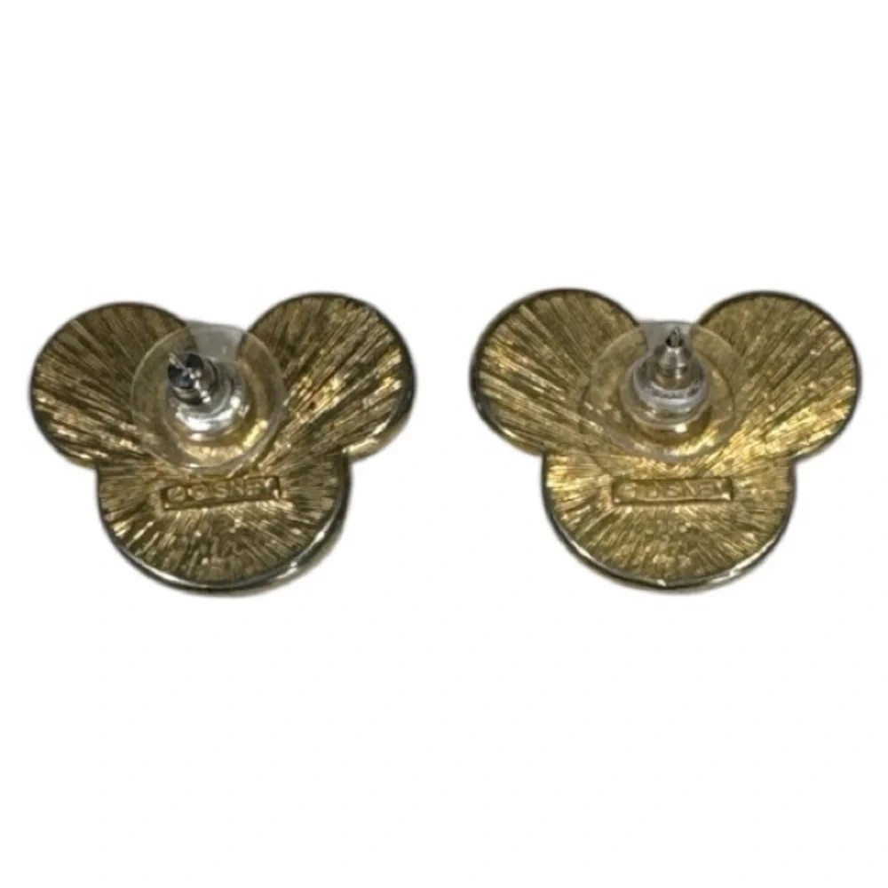 Vintage Disney Mickey Mouse Faux Pearl Stud Earrings Gold Tone and Cream
